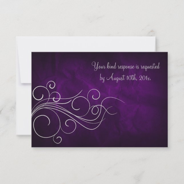 Elegante Lila Silver Wedding RSVP Card (Vorderseite)