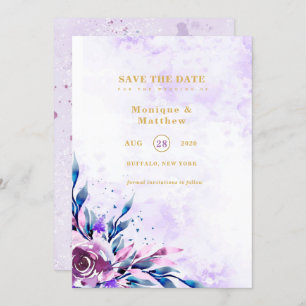 Elegante Lila Sommerpest Save the Date lädt ein Einladung