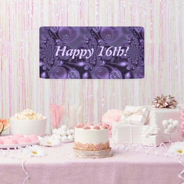 Elegante Lila Sparkle Happy Celebration Banner (Party)