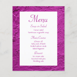 Elegante Lila Speisekarte Hochzeit Stucco Moderne