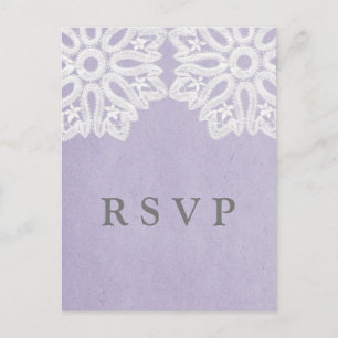 Elegante lila Spitzen-RSVP-Postkarte Einladungspostkarte
