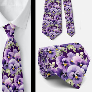 Elegante Lila Stiefmütterchen Pansy Floral Neck Ti Krawatte