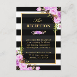 Elegante Lila Streifen Hochzeitsempfehlung Begleitkarte