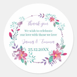Elegante Lila Tree-Blätter Custom Wedding Runder Aufkleber