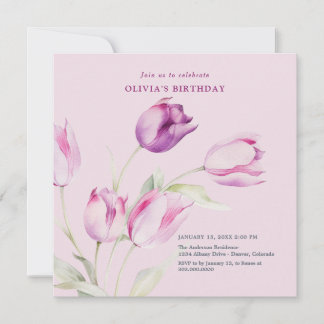 Elegante Lila Tulips Einladung