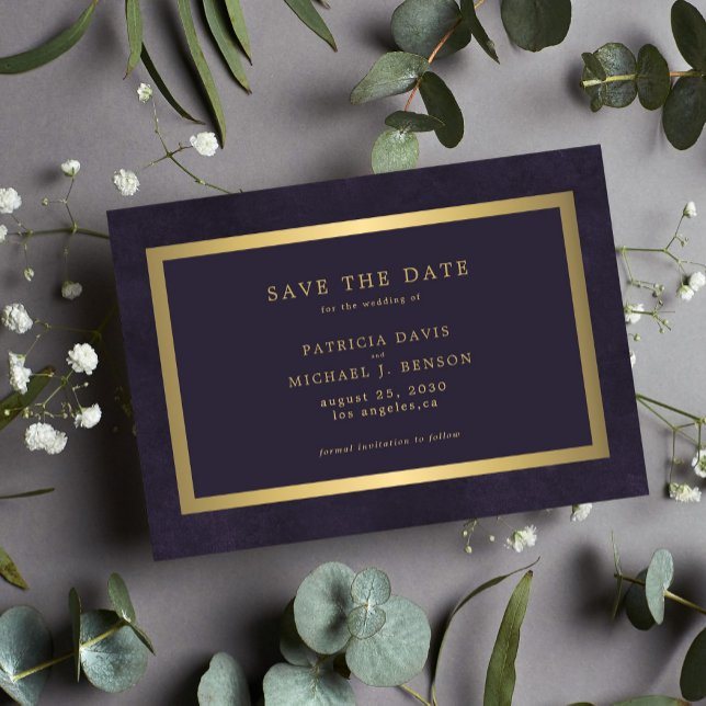Elegante lila Typografie Save The Date (Von Creator hochgeladen)