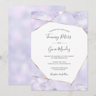 Elegante Lila u. GoldGeometic Hochzeits-Einladung Einladung