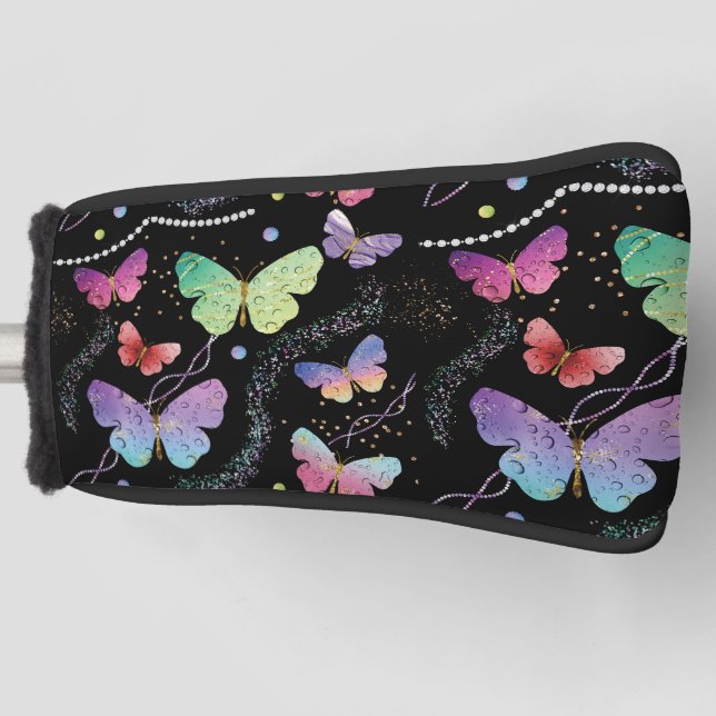 Elegante Lila und blaue Schmetterlinge Golf Headcover (Vorderseite)