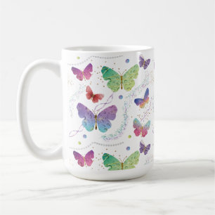 Elegante Lila und blaue Schmetterlinge Kaffeetasse