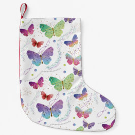 Elegante Lila und blaue Schmetterlinge Kleiner Weihnachtsstrumpf