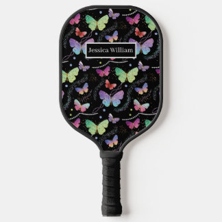 Elegante Lila und blaue Schmetterlinge Pickleball Schläger