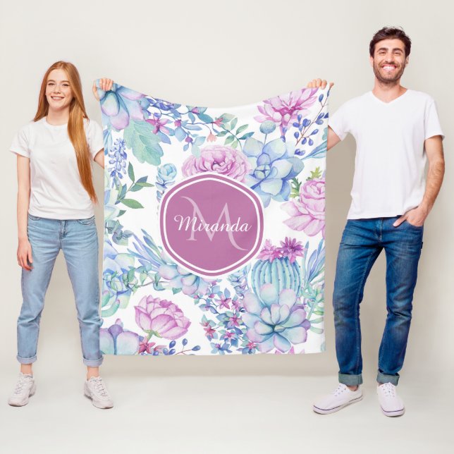 Elegante Lila und blaue, sukkulente Blüte mit Name Fleecedecke (Beispiel)