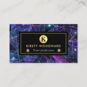 Elegante Lila und Blue Midnight Crystal Galaxy Visitenkarte