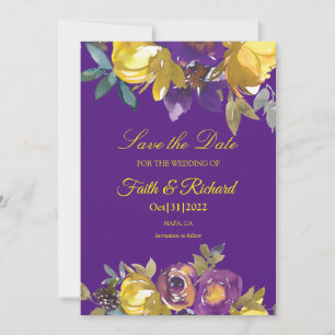 Elegante Lila und Gold-Hochzeit im Herbst Save the Save The Date