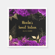 Elegante lila und goldene Blumen Sweet Sixteen