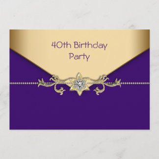 Elegante Lila und goldene Frauen 40. Geburtstag Einladung