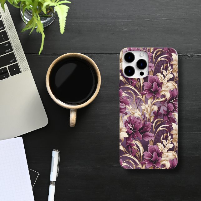 Elegante Lila und goldene Orchidee Case-Mate iPhone Hülle (ELEGANT GOLDEN FLORAL ORCHIDS PHONE CASE)
