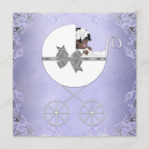 Elegante Lila und graue ethnische Kindermädchendus Einladung