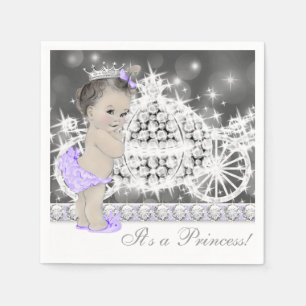 Elegante lila und graue Prinzessin Baby Shower Serviette