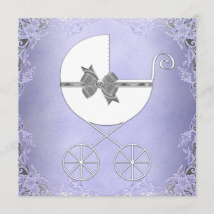 Elegante Lila und Gray Baby Girl Dusche Einladung