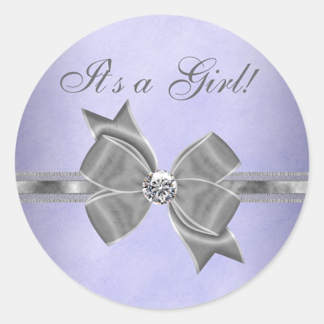 Elegante Lila und Gray Baby Shower Stickers (Vorderseite)