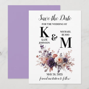 Elegante Lila und peach Blush Bloral Wedding Save The Date