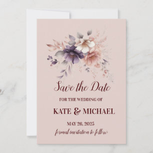 Elegante Lila und peach Blush Bloral Wedding Save The Date