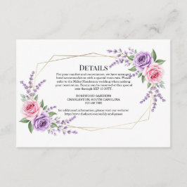 Elegante lila und rosa florale geometrische Hochze Begleitkarte