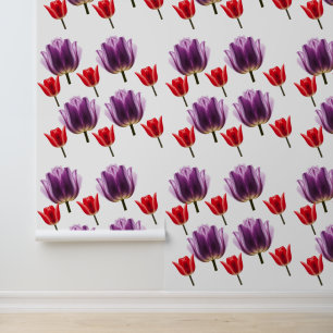 ELEGANTE LILA UND ROTE TULIP BLUME TAPETE