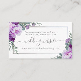 Elegante Lila- und Silberblumen-Hochzeitsseite Begleitkarte