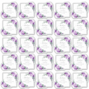 Elegante Lila und Silberflorale Hochzeit Vielen Da Aufkleber