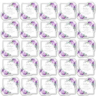 Elegante Lila und Silberflorale Hochzeit Vielen Da Aufkleber
