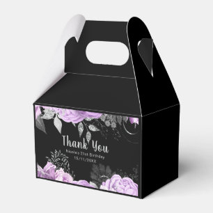 Elegante lila und silberne Blumen Geburtstagsfeier Geschenkschachtel