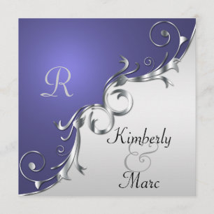 Elegante Lila und silberne Einladung zur Hochzeit