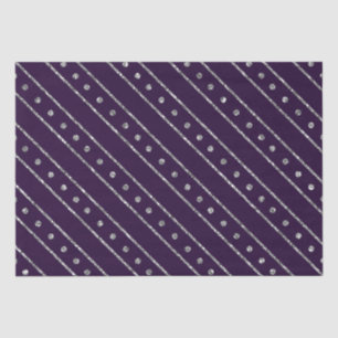 Elegante lila und silberne Glitter-Weihnachtsstrei Seidenpapier