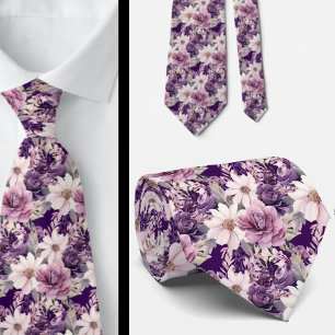 Elegante lila und weiße Blumenhalstücher Krawatte