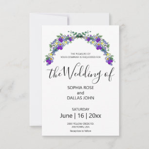 Elegante lila Veilchen-Eukalyptus-Hochzeit Einladung