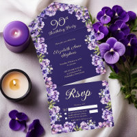 Elegante Lila Violets Floral 90. Geburtstagsparty