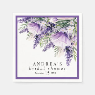 Elegante lila violette Blumen Brautparty Serviette