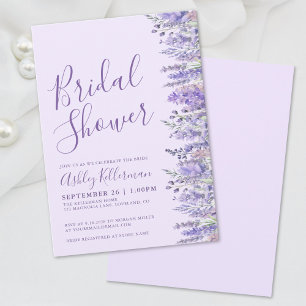 Elegante lila violette Blumen-Hochzeitsdusche Einladung