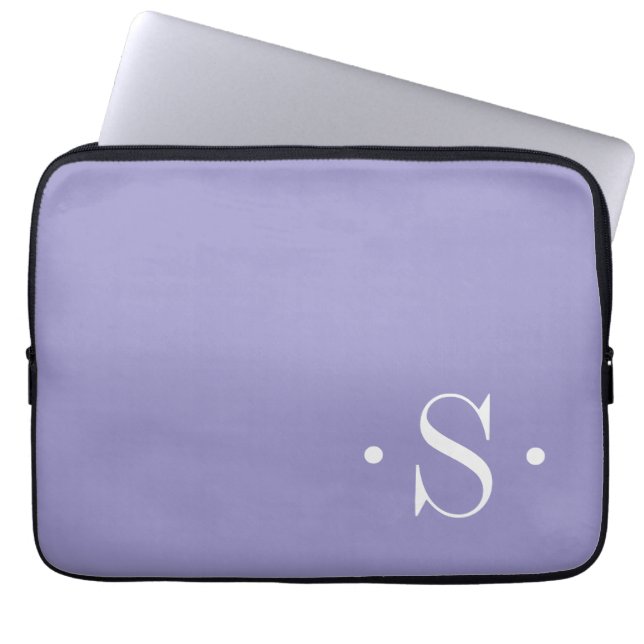Elegante lila violette Monogramm-Laptoptasche Laptopschutzhülle (Vorderseite)