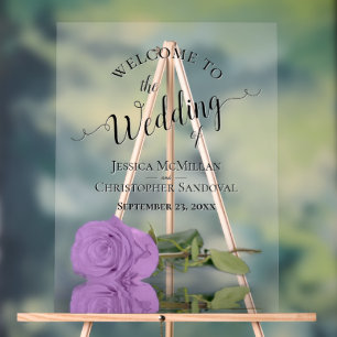 Elegante lila violette Rose romantische Hochzeitsb Acrylschild