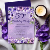 Elegante Lila Violetten Floral 50. Geburtstagspart
