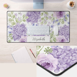 Elegante lila Wasserfarbe große Blumen-Schreibtisc Schreibtischunterlage