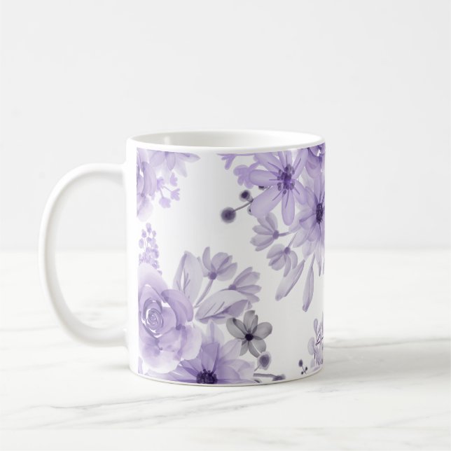 Elegante Lila Wasserfarbe Kaffeetasse (Links)