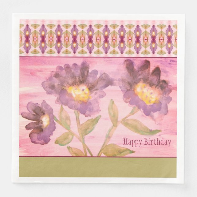 Elegante Lila Wasserfarbe Serviette (Vorderseite)