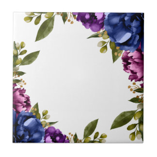 Elegante lila Wasserfarbe Wisteria blaue Blumen Fliese