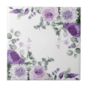Elegante lila Wasserfarbe Wisteria blaue Blumen Fliese