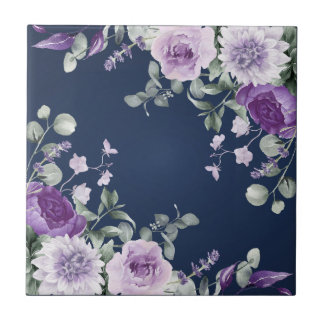 Elegante lila Wasserfarbe Wisteria blaue Blumen Fliese