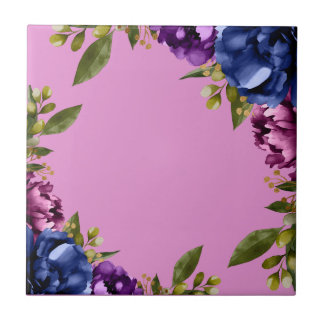 Elegante lila Wasserfarbe Wisteria blaue Blumen Fliese